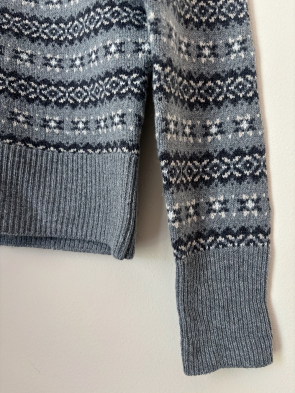 Faherty Grey Highland Fair Isle Wool Blend Sweater XS Cozy Winter - Picture 4 of 9